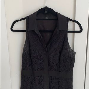 Black lace Ann Taylor work dress sleeveless collar